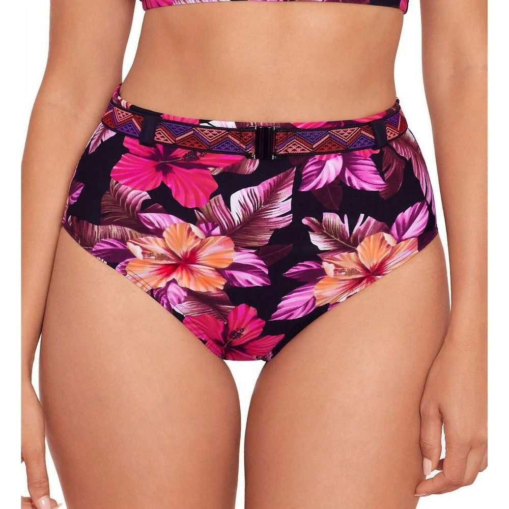Skinny Dippers Women's Mowie Cherry Dip Belted Swim Bottom in Black Size L